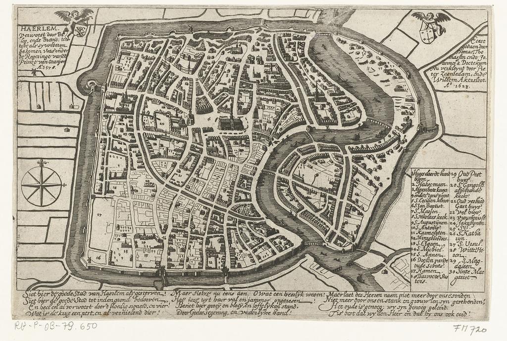 Kaart van Haarlem, 1628,