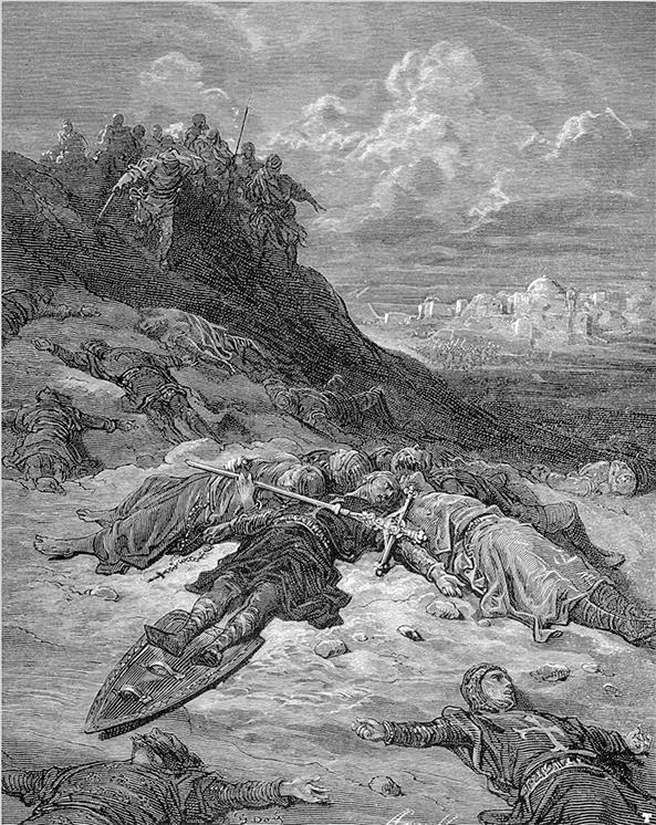Het dode lichaam van Keizer Frederik I Barbarossa aan de rivier Selef (Anatolië).