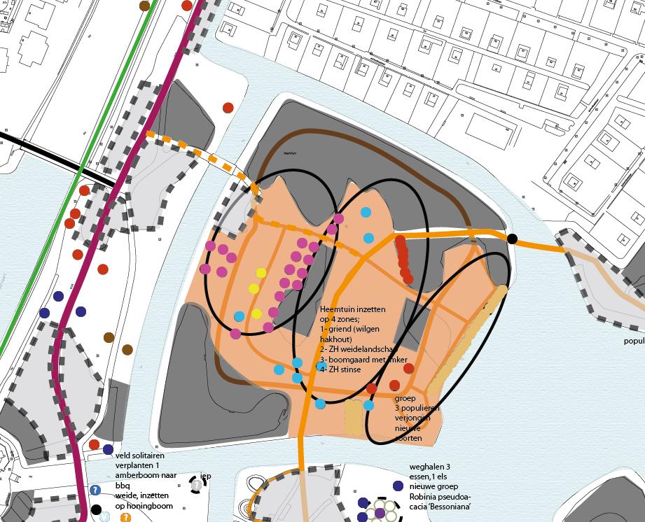 Heemzone Categorie bosplantsoen basis Kenmerk zone - parel in de GBSV - educatief plantsoen Van thematuinen naar 4 zones VISIE 1. boomgaard en imker, 2.