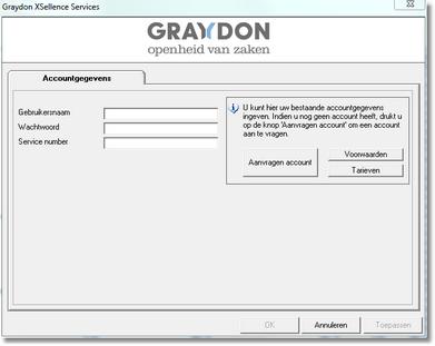 114 Handleiding d-basics 6.4.4.1 Instellingen module Graydon XSellence Services Menu opties: 'Modules', 'Corporate Risk Monitor', 'Graydon XSellence Services', k nop 'Opties' Om gebruik te kunnen