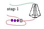 James maat 13) -stap 1- Je begint met een swarovski 5400 die je aanrijgt op het midden van je draad.