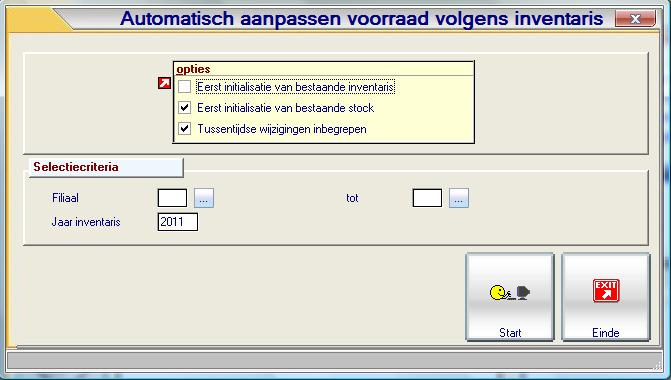 Basisprincipe Automatisch aanpassen stock volgens inventaris (P2363) Nadat U uw inventaris geteld hebt, kan je de voorraadgegevens hier automatisch laten aanpassen aan de