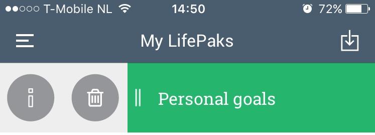 De Lifepak Personal Goals heeft geen vragenlijst die altijd beschikbaar is, dus zonder voorafgaande notificatie. Andere Lifepaks kunnen wel altijd beschikbaar zijn om te beantwoorden.