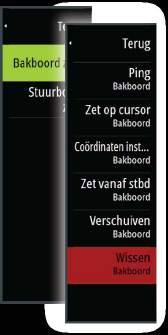 Eindpunten van de startlijn instellen door te pingen Om de eindpunten van de startlijn in te stellen door te pingen, dient de boot naar elke kant van de startlijn gemanoeuvreerd te worden en