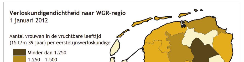 In figuur 5 is tevens de dichtheid per WGR-regio in kaart gebracht.