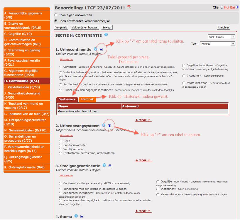 De informatie via de tab Deelnemers is alleen zichtbaar voor de