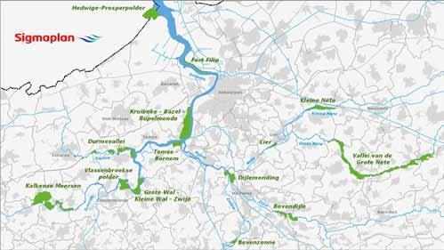 Dijken én overstromingsgebieden. 1976: tijdens een zware stormvloed zetten de Schelde en haar zijrivieren over heel Vlaanderen grote oppervlakten blank.