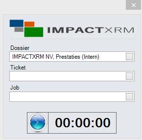 Om uw tijden gemakkelijk bij te huden werd er k een chrnmeter vrzien binnen IMPACTXRM. Om deze ptie te gebruiken gaat u via de IMPACT CRM-Werkbalk IMPACT Time naar Chrn.