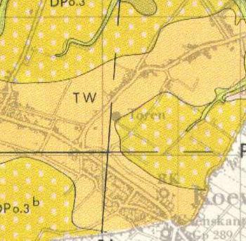 Uit de geologische kaart van Van Rummelen blijkt dat het plangebied zich, evenals de steentijdvindplaats, bevindt op een pleistocene dekzandrug (TW = Formatie van Twente).