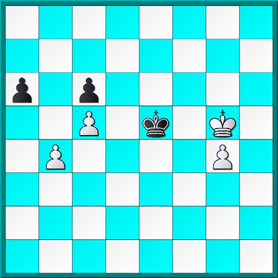 Pg4 h5 Zie diagram rechtsboven Om pionverlies te voorkomen met Zwart de volgende afruil toestaan, waarna zijn stelling onhoudbaar zal worden. 33.Pf6+ Lxf6 34.Txf6 Pf8 35.Ld6 Kg7 36.Txf8 Txf8 37.
