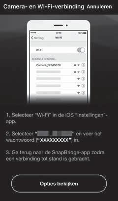 Afstand bediende fotografie U kunt klikken op het tabblad A in de SnapBridge-app M Afstand bediende fotografie om de sluiter van de camera te ontspannen met een smart-apparaat.