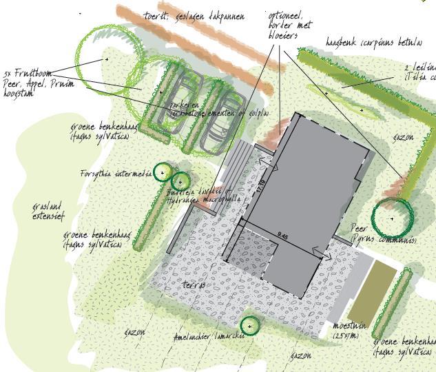 45m + 8m, dit is inclusief 1 parkeerplaats), de lengte van het perceel bedraagt circa 30 meter (17,19m + 6m + 6m).