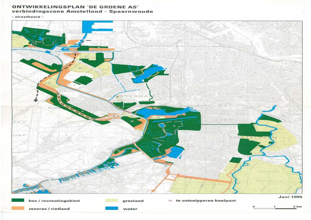 Figuur 4.17: De Groene AS Aan de west- en oostkant van Badhoevedorp zijn delen van de Groene AS al aangelegd of in ontwikkeling.