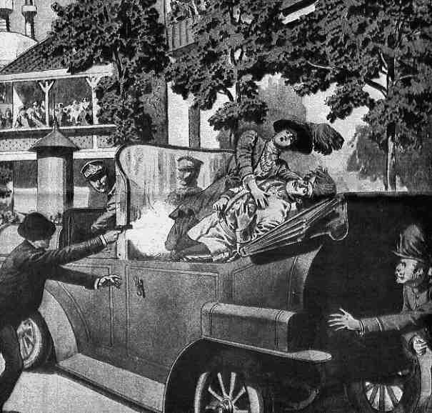 De aanslag op de kroonprins Frans Ferdinand en zijn vrouw in Sarajevo,