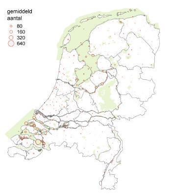 Het gebied heeft voor de soort een functie als foerageergebied. Aantallen fluctueren sterk, zonder duidelijke trend.