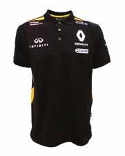Geweven etiket met driekleurige vlag. Renault Sport Formula One Team-etiket in zeefdruk op voorkant. Kleur: zwart.