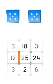 MAGISCHE TAFELVAKJES MATERIAAL Spelbord (tafels tot en met 6) 2 dobbelstenen (zeszijdig) of Spelbord (tafels tot en met 10) 2 dobbelstenen (tienzijdig) Kleurpotlood/stift SPELUITLEG Gooi om de beurt
