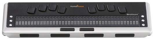 Brailleleesregel met 40 braillecellen en brailletoetsenbord Eenvoudige duimtoetsen, commando- en navigatietoetsen PC-Verbinding via Bluetooth of USB