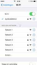 Het wachtwoord (WPA key) vindt u achterop het modem. 6. Als uw iphone verbonden is met uw modem verschijnt er een vinkje voor uw SSID.