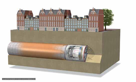 Het is een techniek die goed werkt voor korte tunnels, bijvoorbeeld voor voetgangers, fietsers of dieren. Zo werkt het: op de kop van de boor zitten twee spaakwielen.