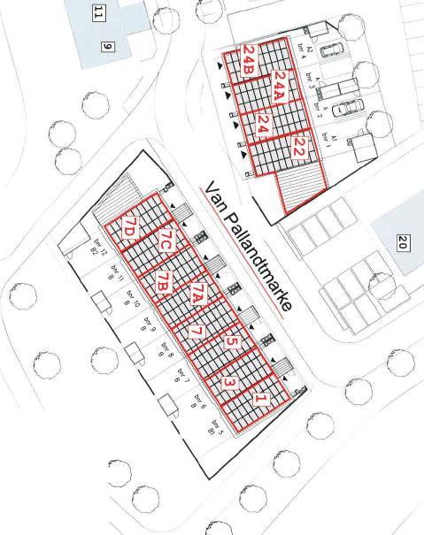 Plattegrond van de locatie De woningen De uitstraling van de w oningen past goed bij de bestaande w oningen. De w oningen zijn echt van deze tijd, van alle gemakken voorzien en duurzaam.