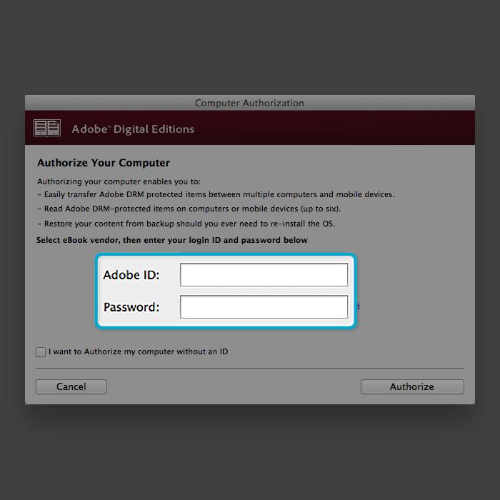 2. Klik op Autoriseren. 3. Klik op OK wanneer Adobe klaar is met het autoriseren van je computer.