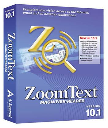 ZoomText Magnifier Reader Freedom Scientific (VFO) Vergroting met spraak Op CD of USB-stick ZoomText Camerafunctie: vergroten van drukwerk/voorwerpen via HD webcam Combineerbaar met Topolino Smart en