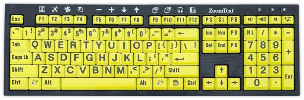 12 cm ZoomText toetsenbord AI² Azerty toetsenbord met grote letters Hoog contrast: zwart met witte letters of