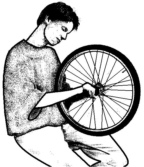 5 De richting van de draaiingsas veranderen Proef met fietswiel In de figuur hiernaast houd je het voorwiel van een fiets bij de uiteinden van de draaiingsas vast.