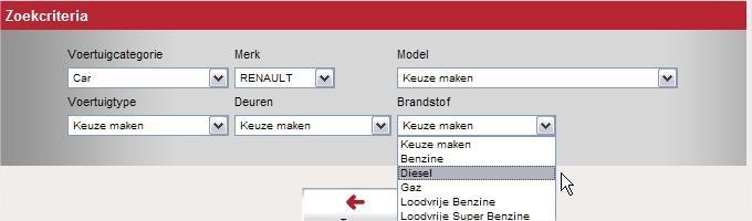 Hierdoor verfijnt de modellijst tot desbetreffende Cabriolet modellen.