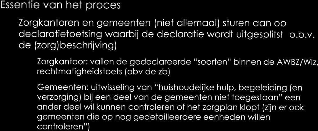 Zorgkantoren en gemeenten (niet allemaal) sturen aan op declaratietoetsing waarbij de declaratie wordt uitgesplitst (o.b.v.