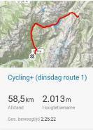 58,5 km, 2013 hm Route