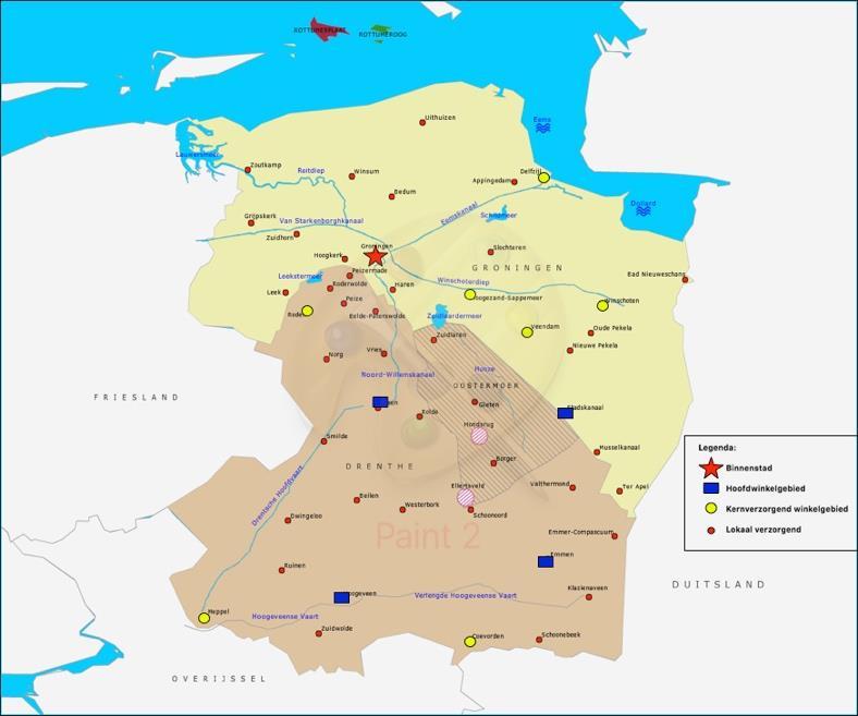 Groningen en Drenthe Van de provincies Groningen en Drenthe is de stad Groningen de grootste centrale plaats.