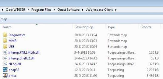 naar de map Program Files (x86) Quest Software vworkspace cliënt en dubbelklik je op