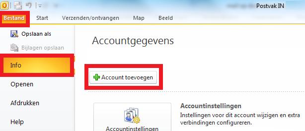 Instellingen Microsoft Outlook 2010 IMAP Hieronder wordt beschreven hoe u uw account in kunt