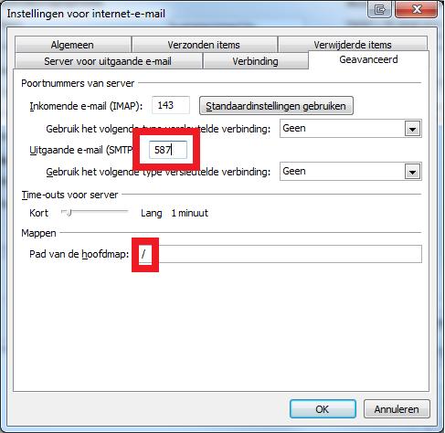 Selecteer vervolgens in onderstaand scherm het tabblad Server voor uitgaande e-mail Vink in dit scherm (zie de schermafdruk hierboven) de optie Voor de server voor uitgaande e-mail