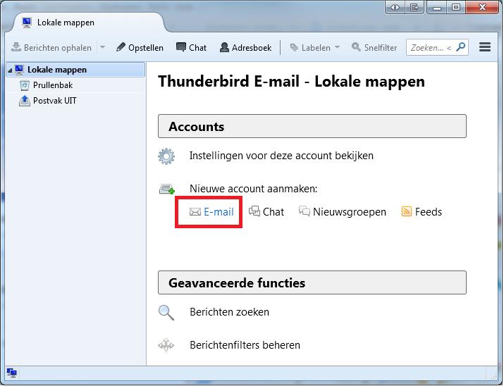 Mozilla Thunderbird IMAP Hieronder wordt beschreven hoe u uw account in kunt stellen in Mozilla Thunderbird op