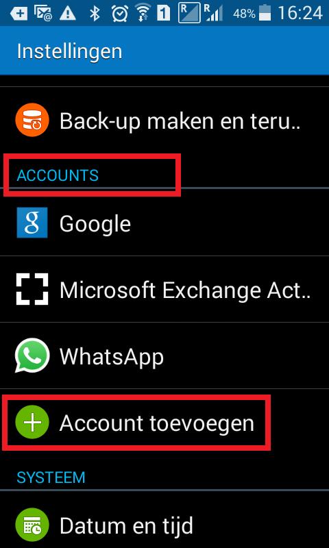 Android IMAP Hieronder wordt beschreven hoe u uw account in kunt stellen in