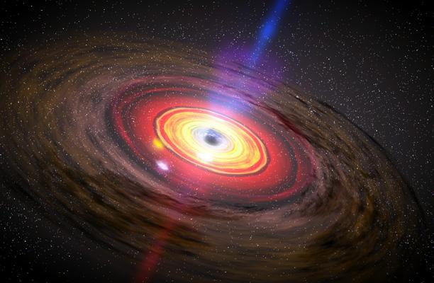 100 miljoen jr 100 K -170 0 C sterrenstelsels zwarte gaten + melkwegen eromheen Zwart gat: Extreem grote massa.