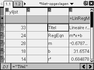 Uit de formule van de regressielijn volgt: bij x=16 hoort y = 20,797. Het verschil 18-20.797 heet het residu bij x=16.