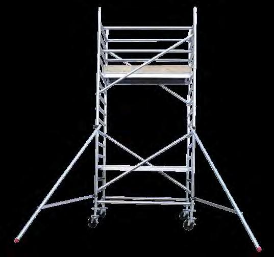 ROLSTEIGER 90 CM BASIC-LINE Platformhoogte 2,20 m 4,20 m 6,20 m Werkhoogte 4,20 m 6,20 m 8,20 m Opbouwframe 90-7 2 4 6 Leuningframe 90-2 2 2 2 Wiel met spindel 4 4 4 Platform met luik 1 1 1