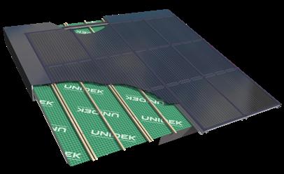 Unidek SolarPower: dakisolatie en energieopwekking in één PV-dakoplossing Het Unidek Aero dakelement en de luchtdichte toebehoren zijn ontworpen op basis van de eerder genoemde aandachtspunten: goede