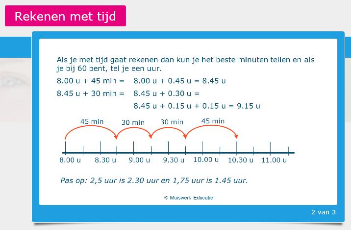 Uitlegscherm voor het rekenen met tijd. RUBRIEK J: REKENEN MET DE REKENMACHINE Rubriek J gaat over de keuze tussen uit het hoofd berekenen of de rekenmachine gebruiken.