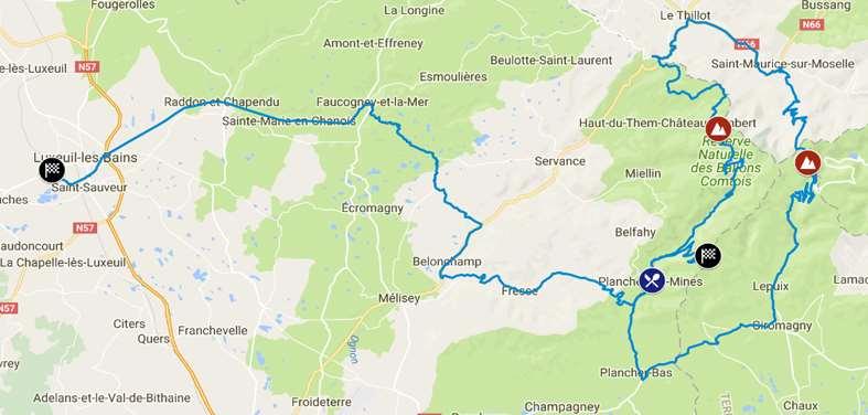 Parcours Mediofondo 125km en 2760hm Het parcours van de mediofondo was oorspronkelijk 105 km met 2100 hoogtemeters en is dus