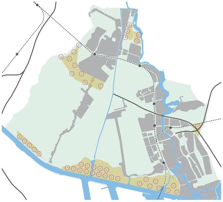 Noorderveld:5 2d: Klaverblad A7/A8: 1 Totaal aantal secundair: 20 + 22 = 42 Figuur 2: De 8 windmolenparken.