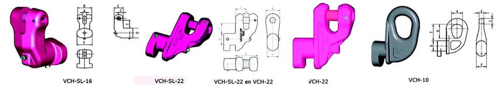 Hijs- en heftechniek RUD VIP grade 100 ketting 15 VIP containerhaken VCH VCH-10 te gebruiken voor hoeken van 30º tot 60, samen te gebruiken met een 4-sprongketting met 2 spreaders of met een traverse