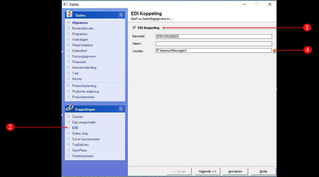 Voorbereiding 1. Ga in Compad Bakkerij naar Extra Opties 2. Klik op de rubriek EDI onder Koppelingen 3. Schakel de optie EDI koppeling in 4.