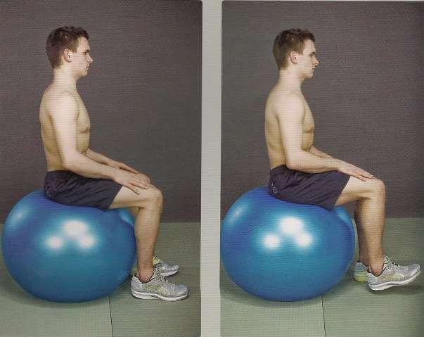 Oefening 4: Ga zitten op de zitbal De onderbenen mogen de zitbal niet raken Activeer de bekkenbodemspieren