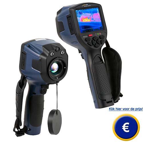 Warmtebeeldcamera PCE-TC 34 Lange afstand-warmtebeeldcamera inclusief software / verwisselbare accu / groothoekobjectief / 3,5 inch display / meetresolutie van 640 x 480 Pixel / lcd-display /