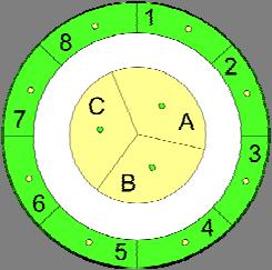 6 An example run: redistribution in a circular domain As an example we will evaluate the redistribution of individuals when these are distributed over a circular domain while feeding in a central